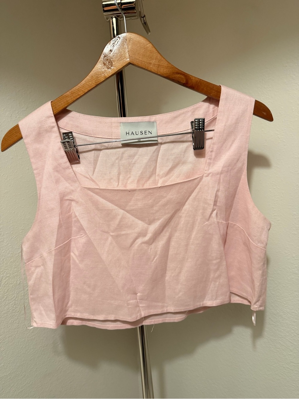 Hausen Soft Pink Square-Neck Crop Top